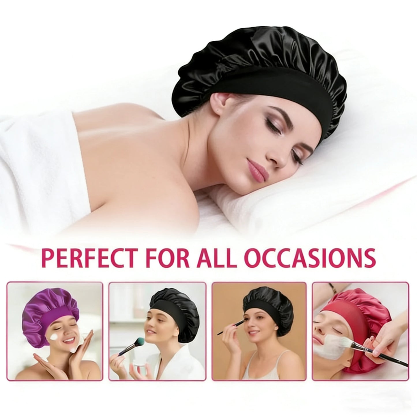 Bonnet Sleeping Cap Nightcap High Elastic Wide Brim Satin Night Hat