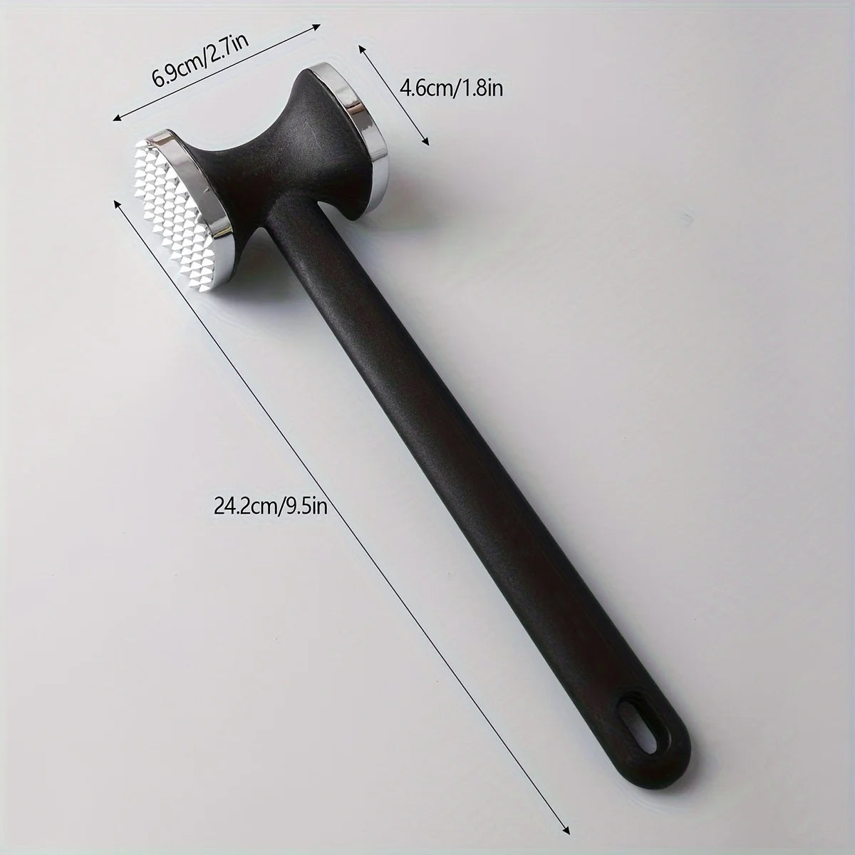 Heavy Duty Kitchen Meat Tenderizer Hammer with Rubber Grip, Stainless