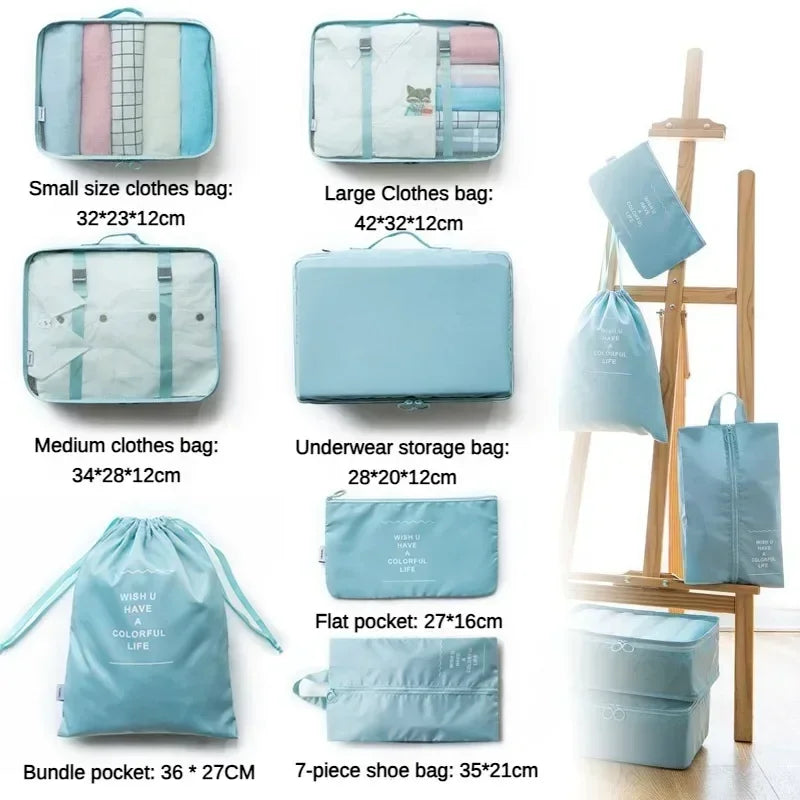 7PCS Set Travel Bag Shoes Clothes Storage Bags Luggage Organizer