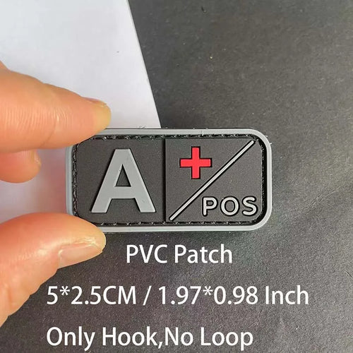 Small Patch with Hook,PVC Blood Type A B AB O POS NEG Emblemen,Patches