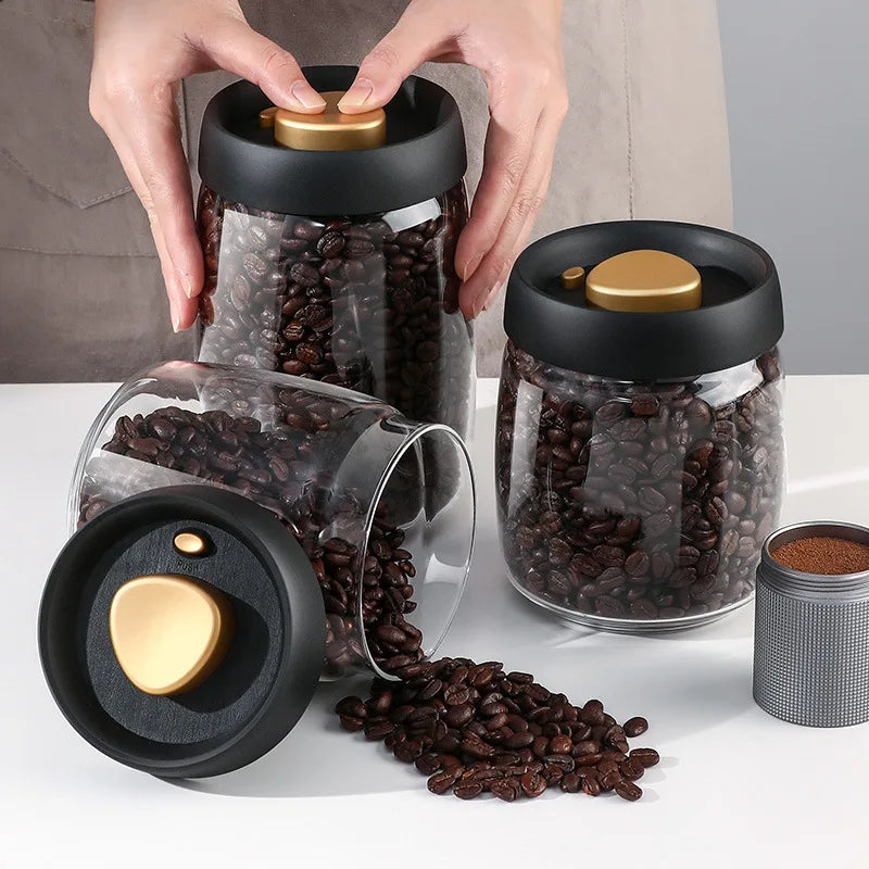 Coffee Beans Vacuum Sealed Tank Transparent Glass Food Storage Jars