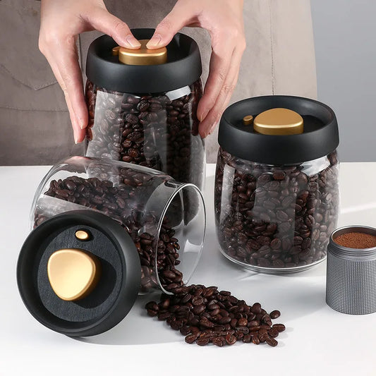 Coffee Beans Vacuum Sealed Tank Transparent Glass Food Storage Jars