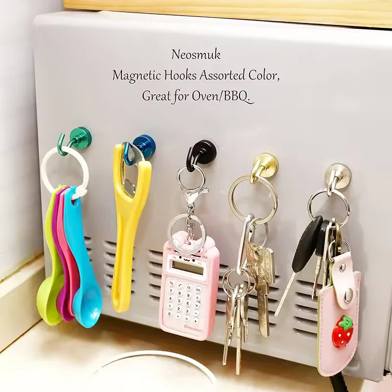 3/6Pcs Magnetic Hooks Heavy Duty, 25 LBS Strong Magnets with Metal