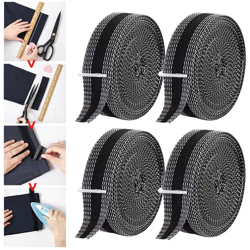 DIY Sewing Fabric Self-Adhesive Pants Paste Iron on Pants Edge Shorten