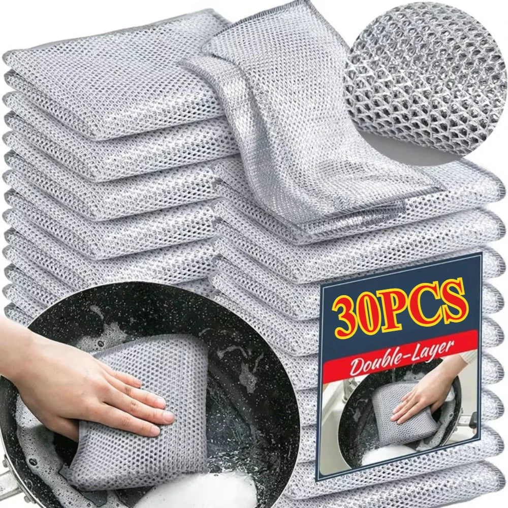 30PCS Magic Cleaning Cloth Thickened Double -sided Metal Steel Wire