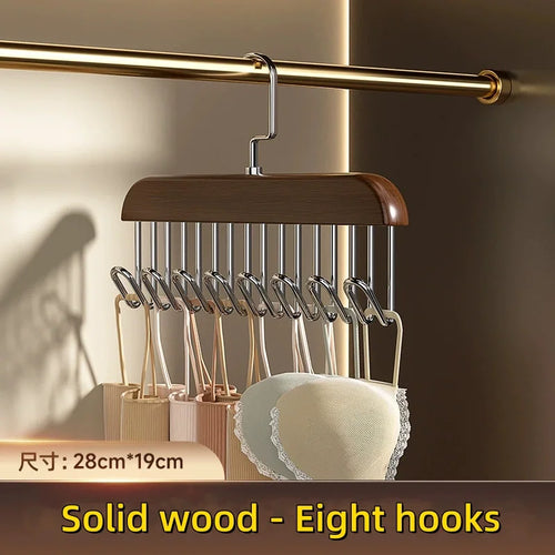 Wooden Sling Hanger Organizer with Multiple Hooks for Underwear Bras