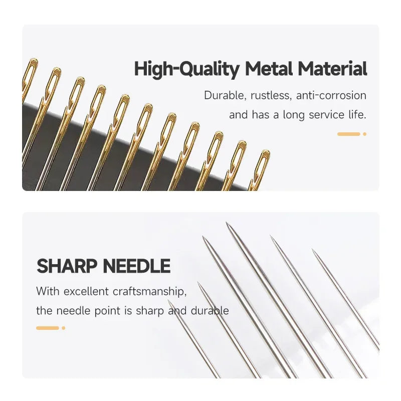 12/36PCS Sewing Needles Multi-size Side Opening Stainless Steel