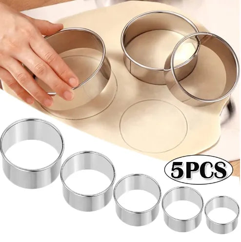 5PCS Round Stainless Steel Biscuit Mold Dumpling Skin Cutting Mold DIY