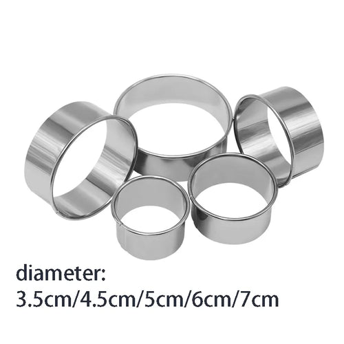 5PCS Round Stainless Steel Biscuit Mold Dumpling Skin Cutting Mold DIY