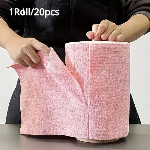 1 roll/20 reusable microfiber cleaning cloths - kitchen towels, multi