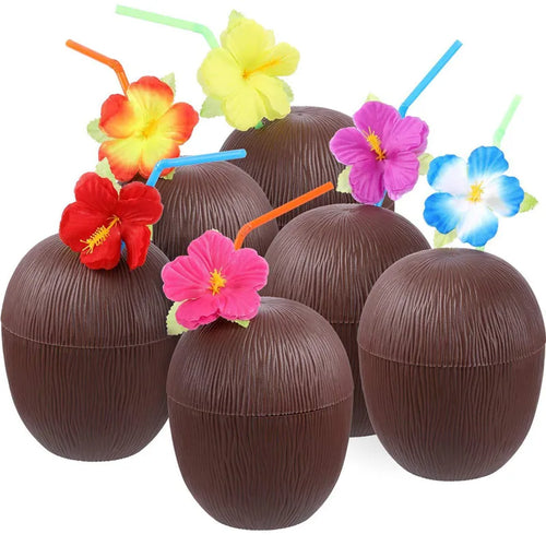 6/10pcs Hawaiian Summer Pineapple Coconut Drinking Cups Strawberry