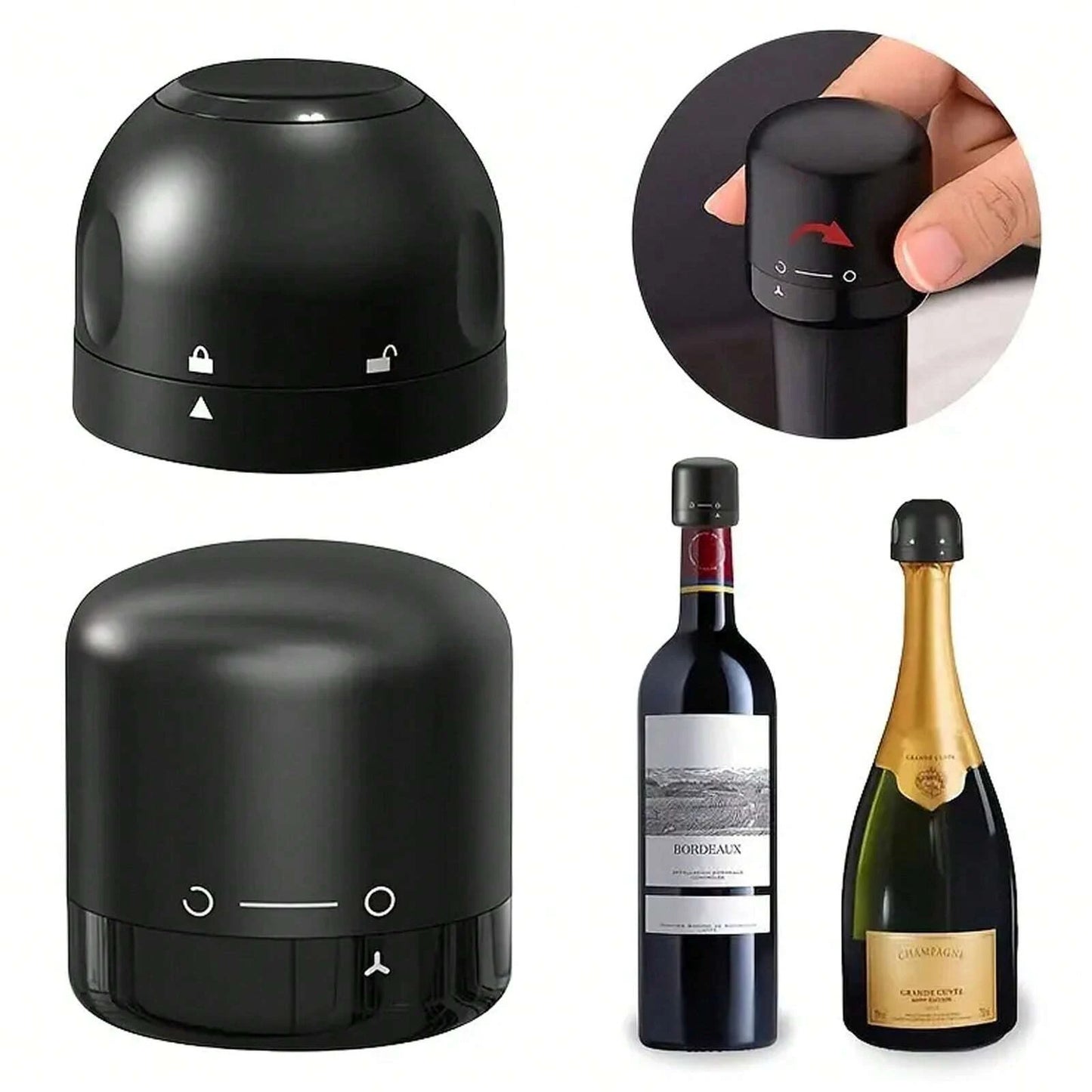 1pc Black Domestic Kitchen Sealing Red Wine Bottles Stoppers Mini
