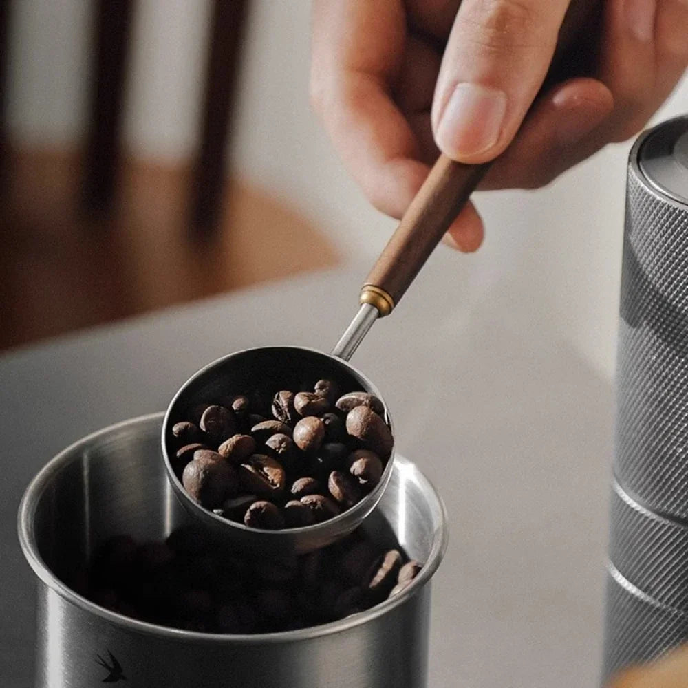 25ml Wooden Handle Stainless Steel Coffee Scoop Tablespoon Measuring