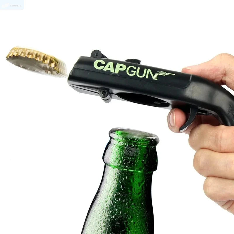 Portable Cap Gun Creative Flying Cap Launcher Beer Opener Bar Tools