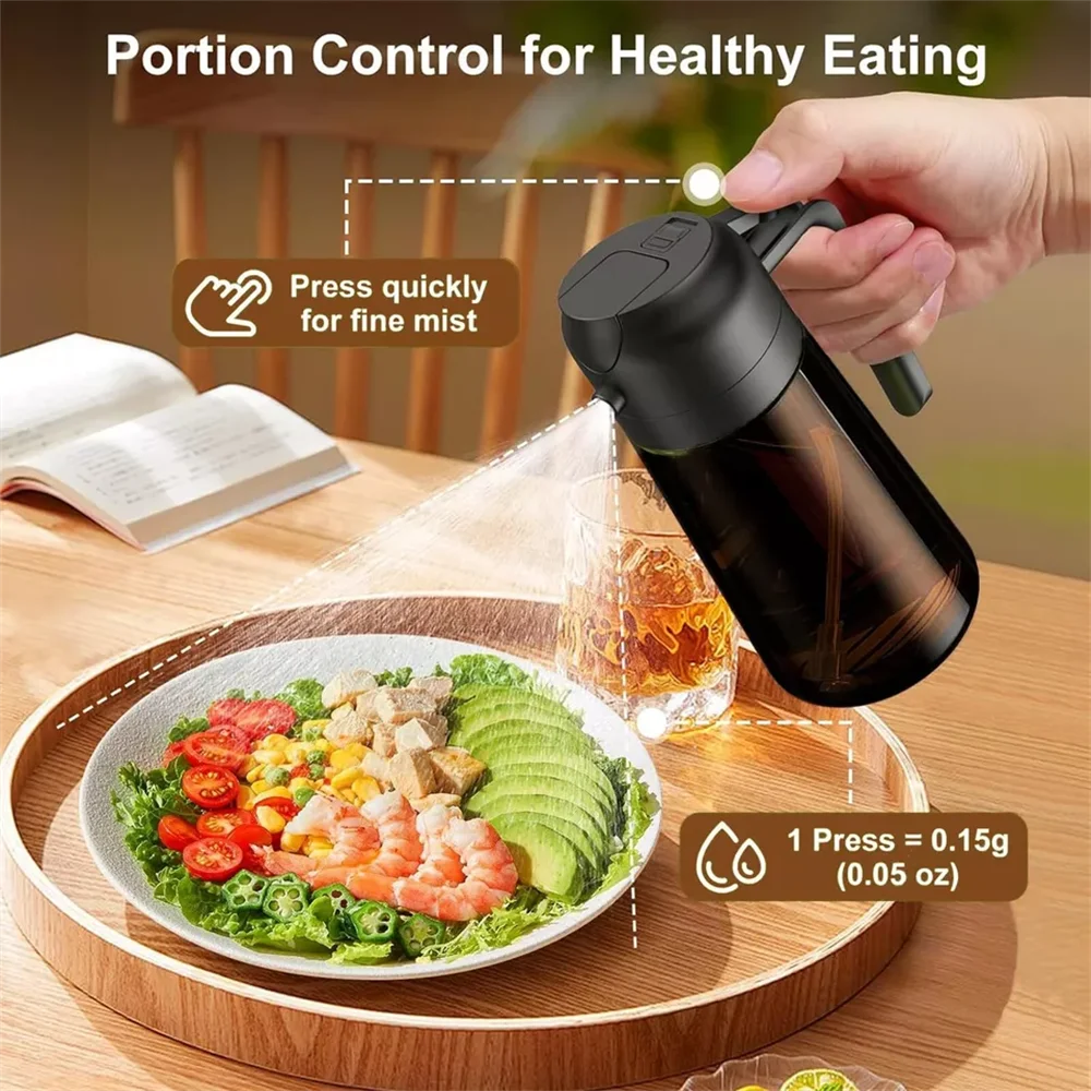 2-in-1 Glass Oil Dispenser & Sprayer - 16oz/470ml Leakproof Olive Oil
