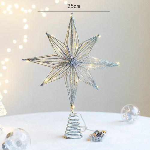 Christmas Tree Toppers Star With LED String Lights Ornaments For