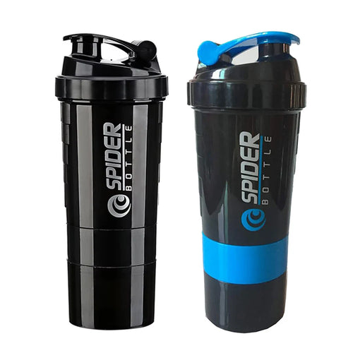 3 Layers Shaker Protein Bottle Powder Shake Cup Water Bottle Plastic