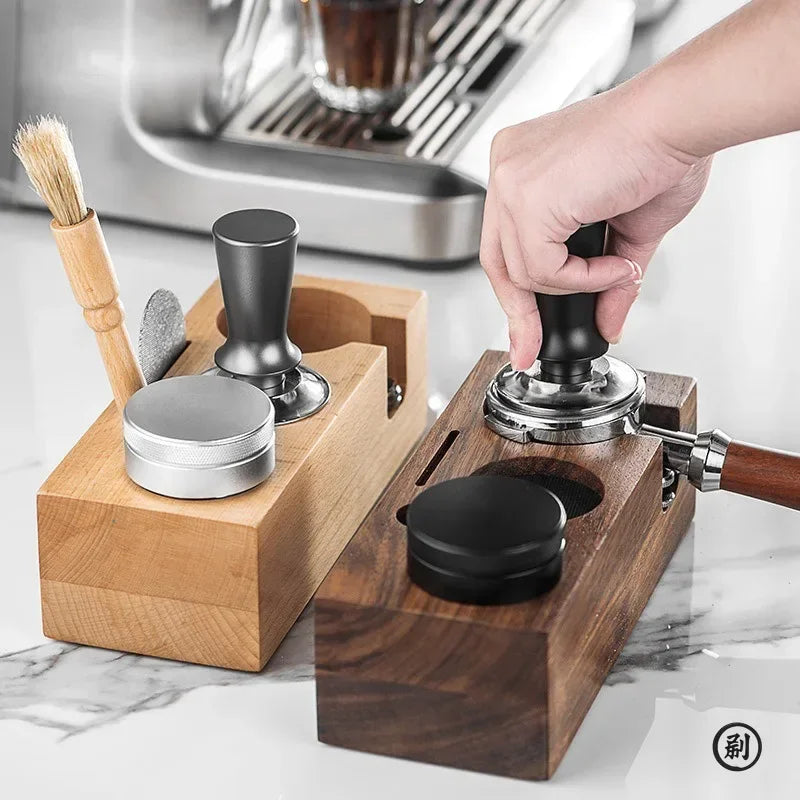 Coffee Tamper Station Stand Wooden Non-slip Espresso Holder Coffee