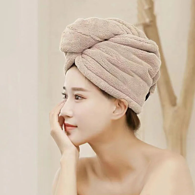 Women Long Hair Quick-Dry Hair Towel Soft Microfiber Towels Shower Cap