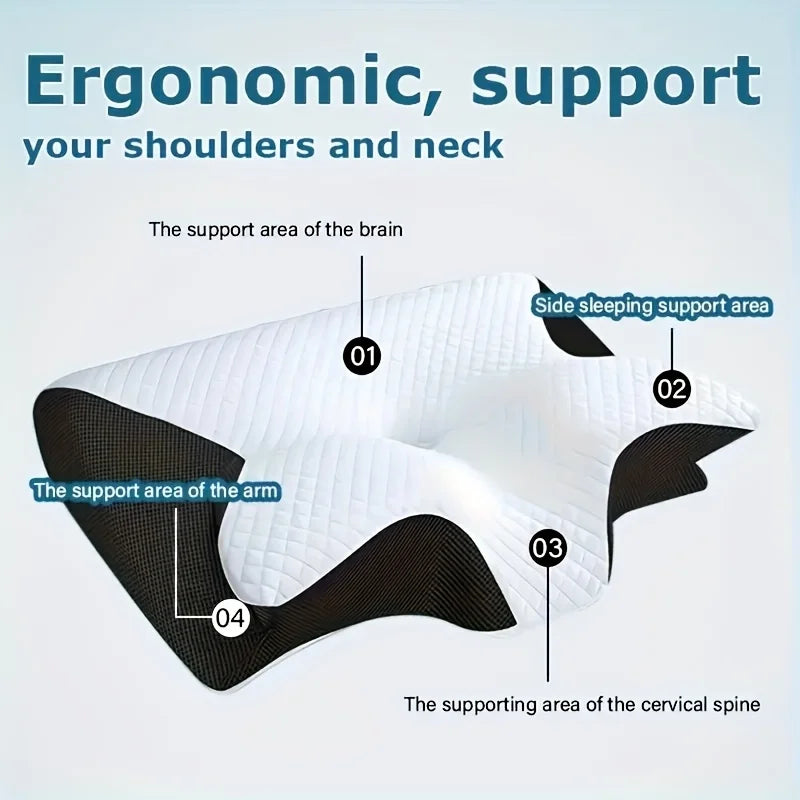Ergonomic Neck Horn Pillow for Side, Back and Stomach Sleepers -