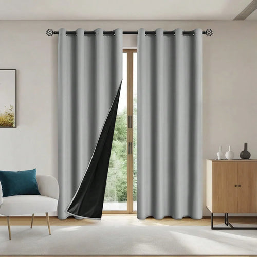 1panel Solid 100% Blackout Curtains with Grommets, Total Privacy