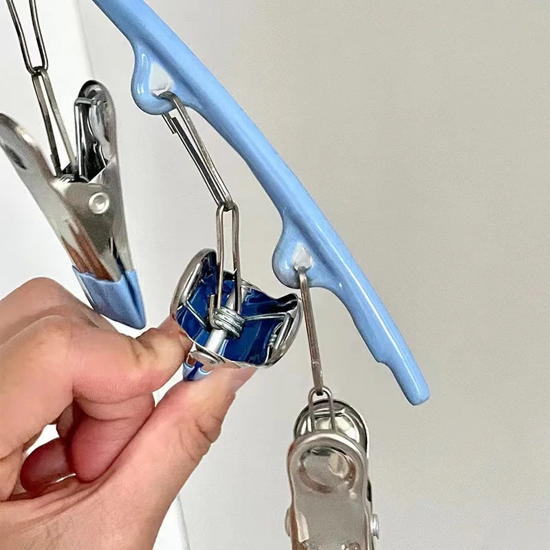 10 Clips Stainless Steel Sock Clip Pace-Saving Arc Sock Drying Rack