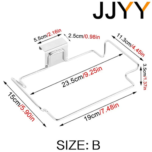 JJYY Kitchen Trash Rack Cabinet Door Garbage Bags Holder Stainless