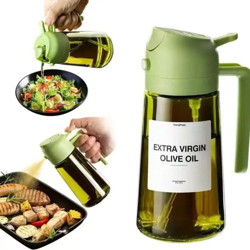 16oz/470ml Leakproof 2-in-1 Glass Oil Dispenser & Sprayer for Cooking
