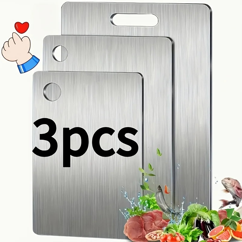 Stainless Steel 3pcs Cutting Boards - BPA-Free Dishwasher Safe
