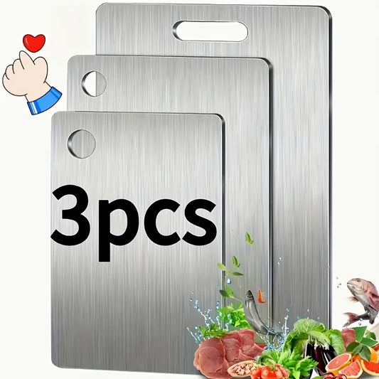 Stainless Steel 3pcs Cutting Boards - BPA-Free Dishwasher Safe