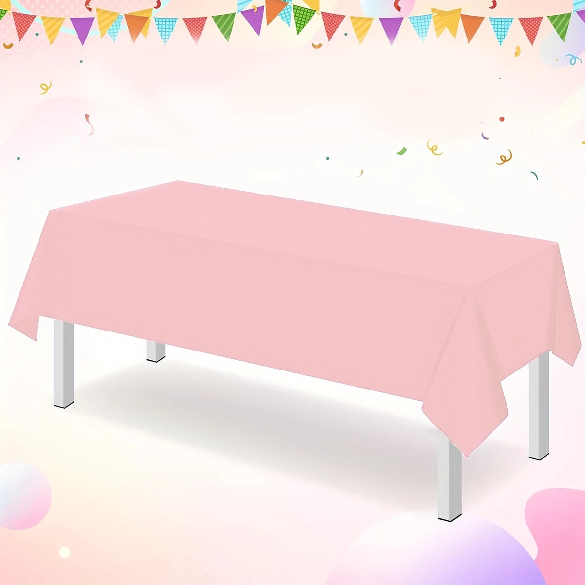 183×137cm Solid Pink Tablecovers Plastic Tablecloth for Wedding