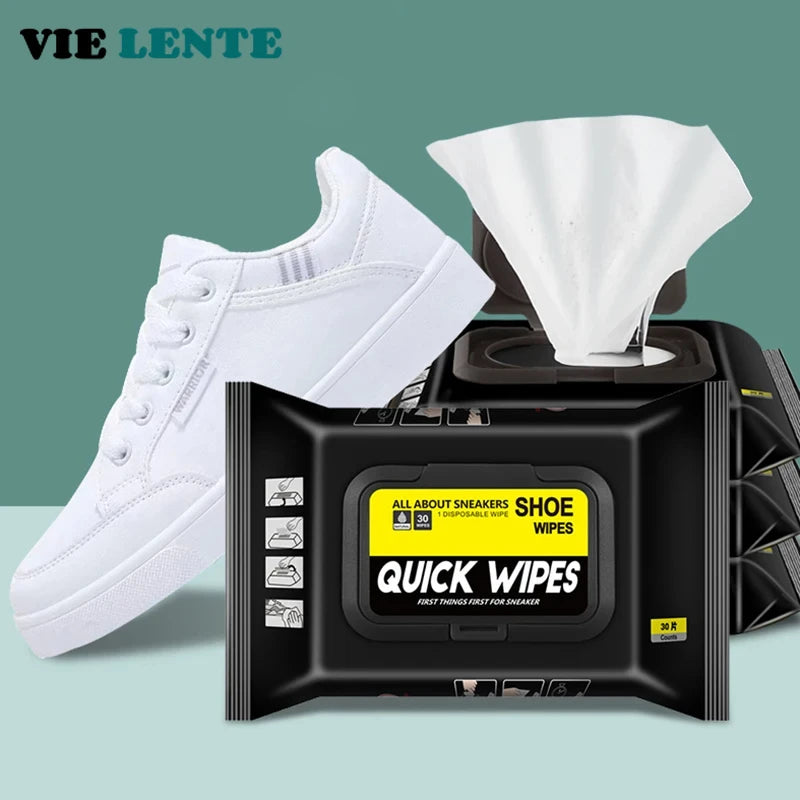 12Pcs/30Pcs Disposable Shoes Clean Wipes Portable White Shoes Cleaning
