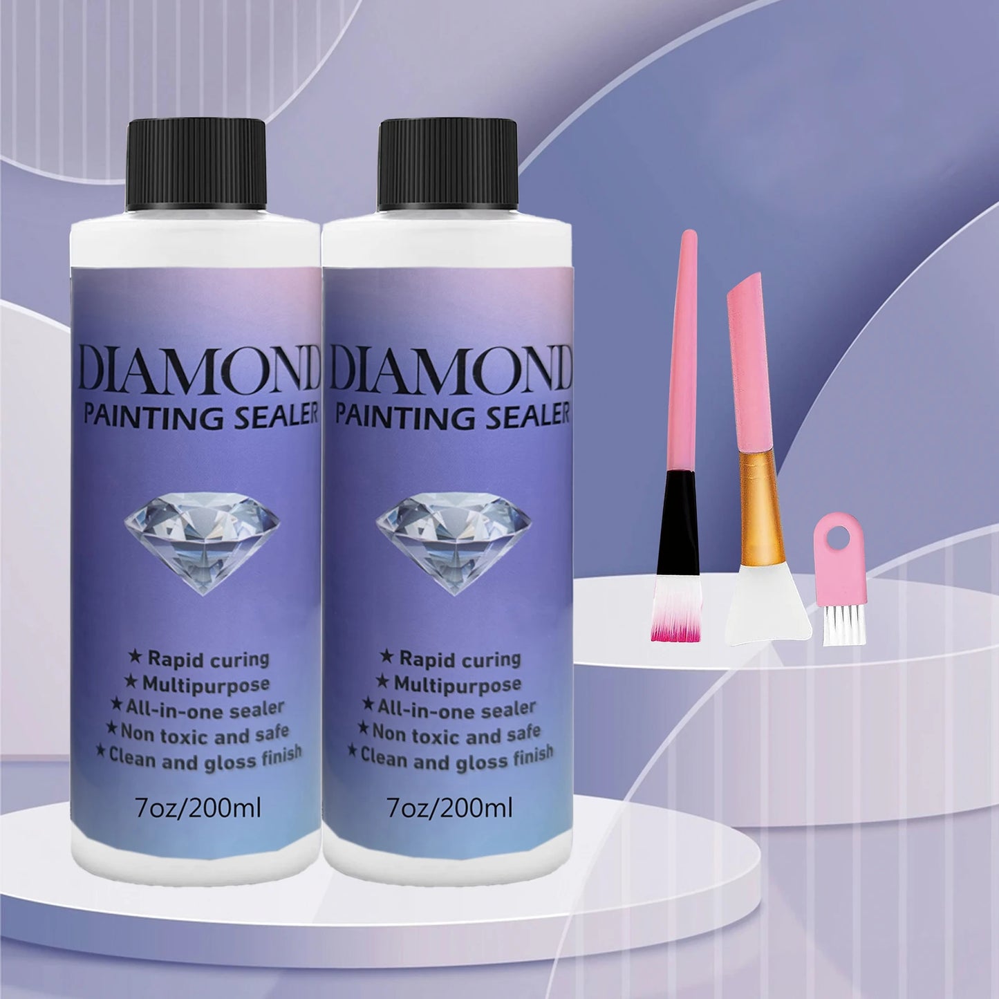 60ML/120ML/200ML Diamond Painting Sealer with 3 Pcs Brushes Diamond