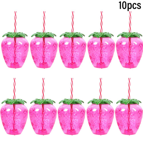 6/10pcs Hawaiian Summer Pineapple Coconut Drinking Cups Strawberry