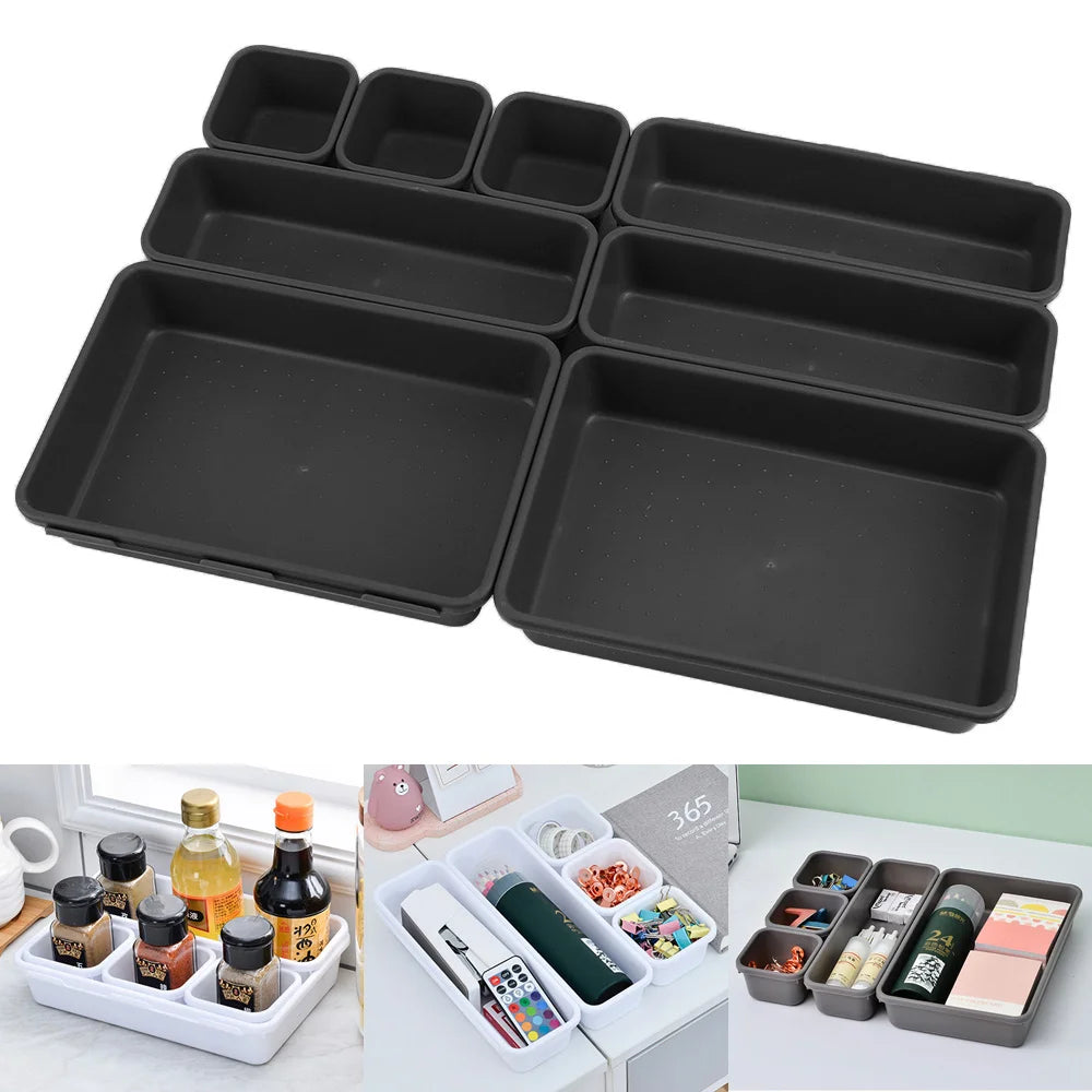 8pcs/set Adjustable Drawer Organizer Box Trays Make Up Cosmetics