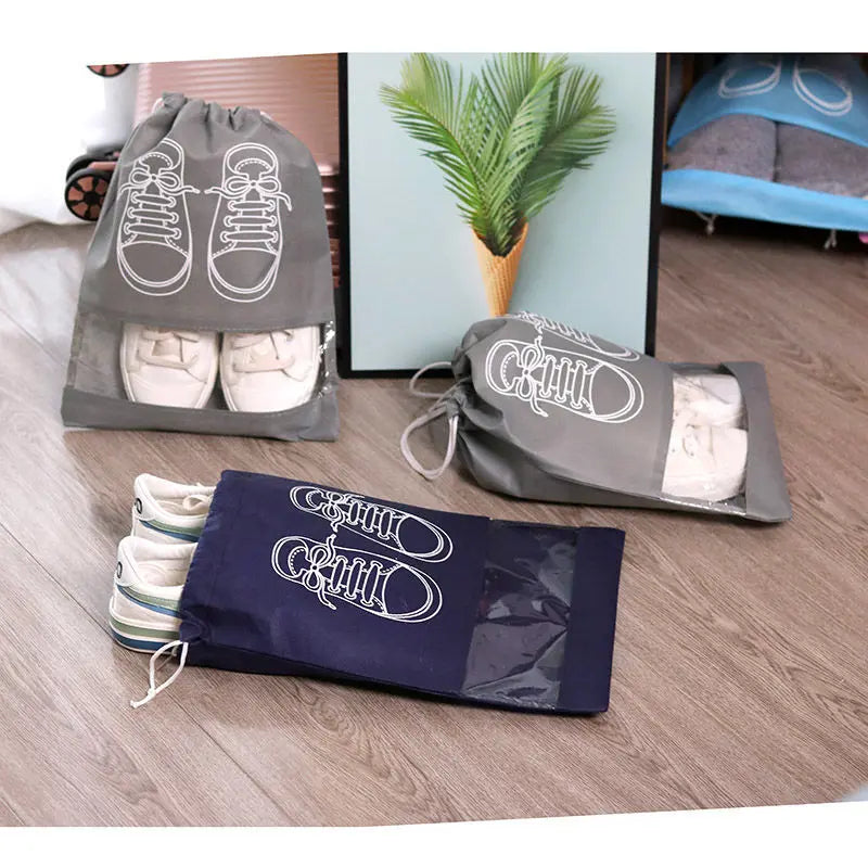 5pcs/set Shoe Storage Bag With Thickened Non-woven Fabric Strap Mouth