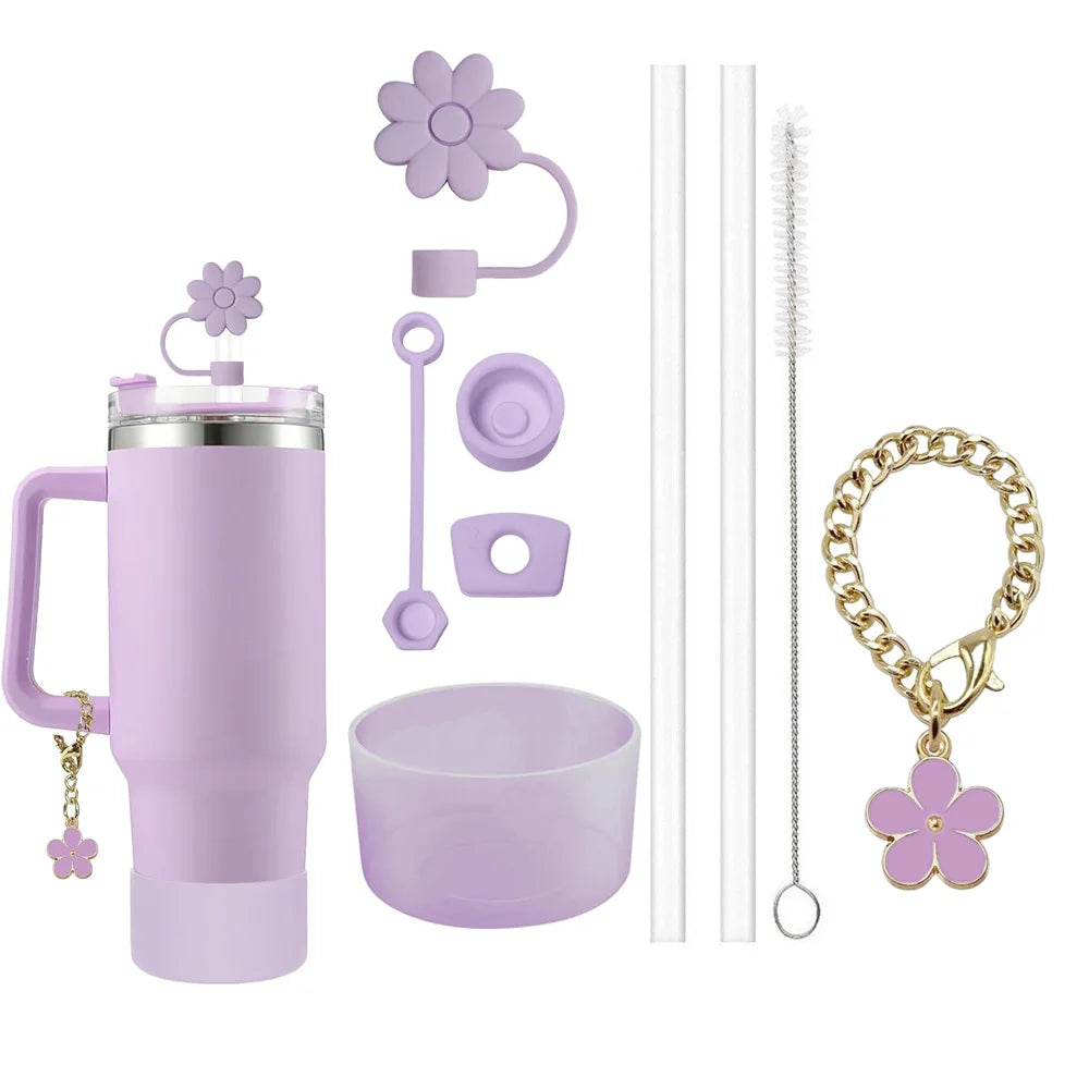 9pcs Accessories Set 3 Spill Proof Stopper Flowers Straw Cover Boot 2