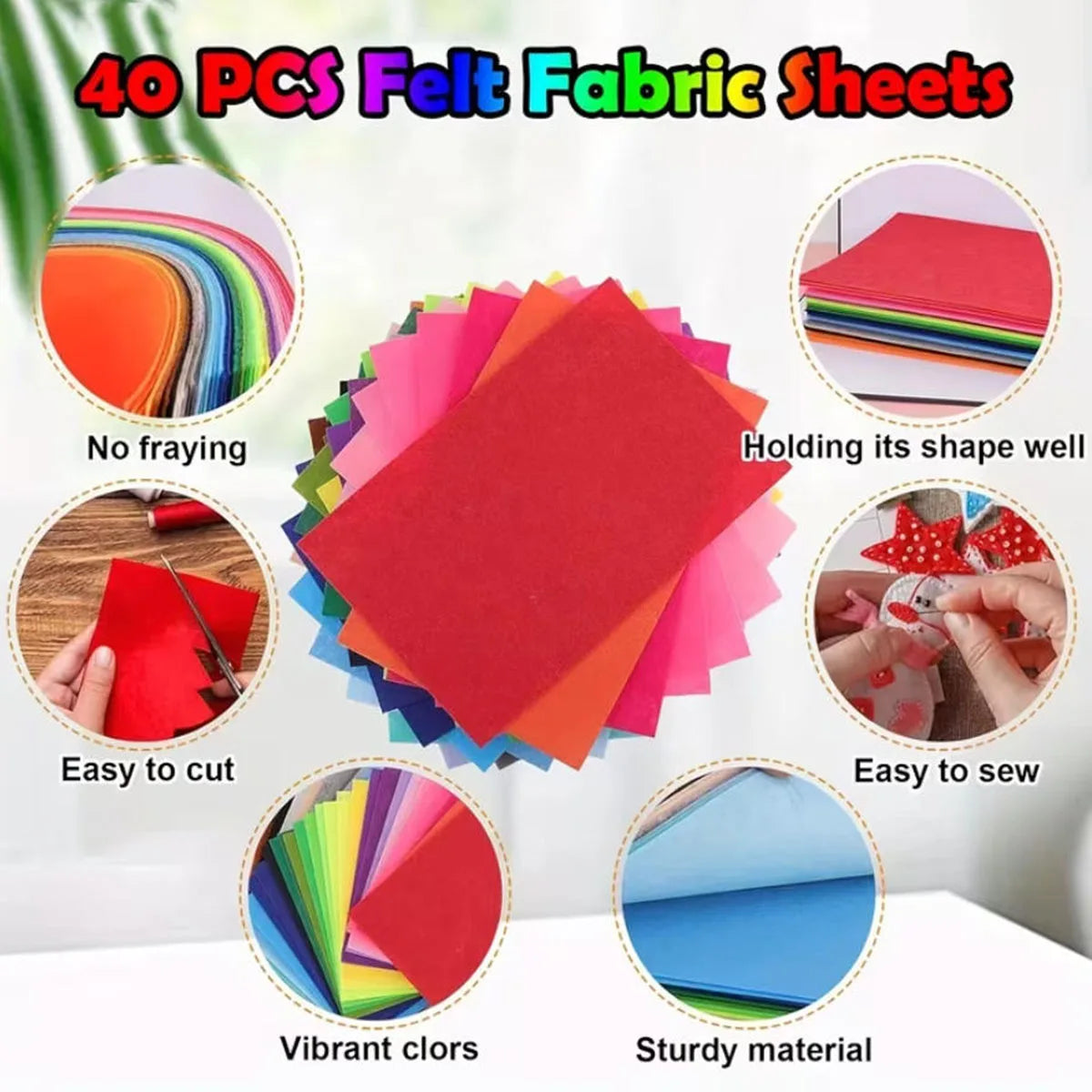 40PCS Colorful Felt Cloth With Different Specifications Smooth Texture