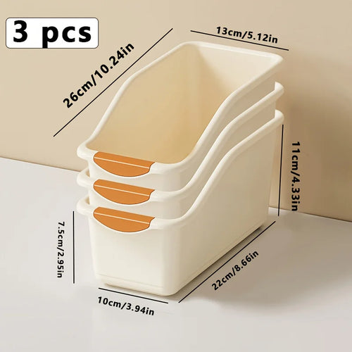 Curved Plastic Storage Bins Set - Multipurpose Home Organization Boxes
