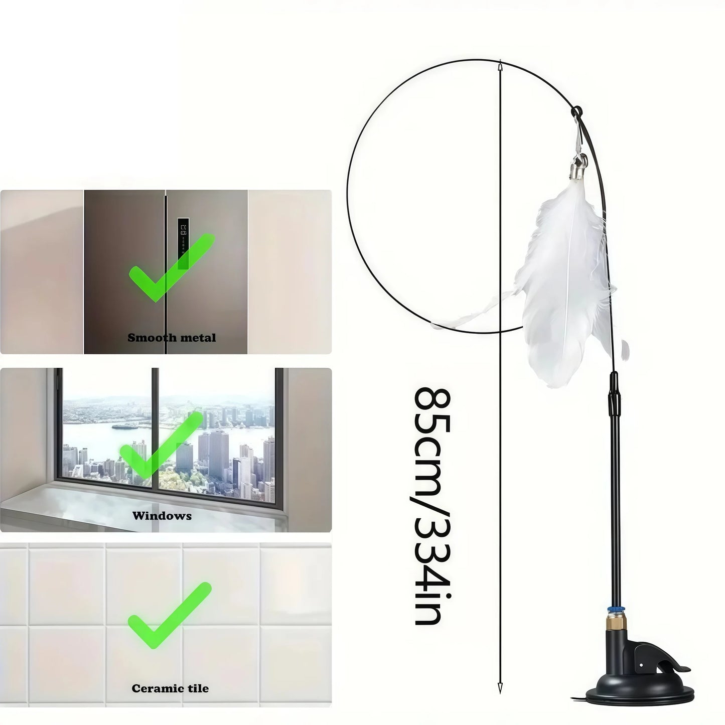 Cat Teaser Toy Cat Teaser Pole With Feather Bell Extended Rod Suction