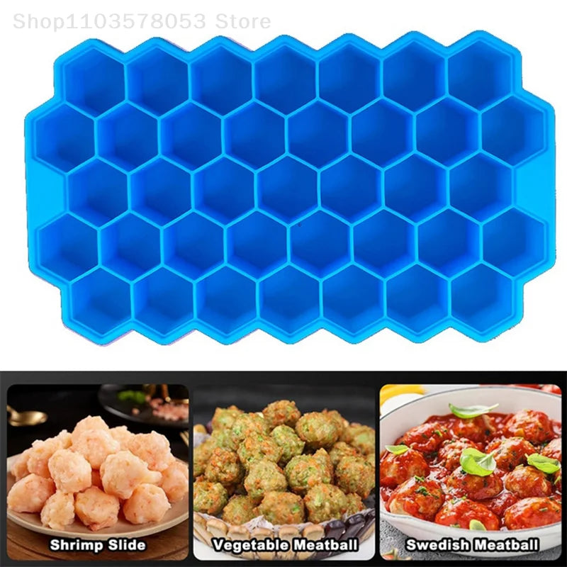 37 Grids Silicone Meatball Mold With Lid Honeycomb Rice Ball Maker