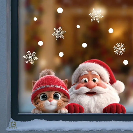 1. A Christmas Santa glass sticker - removable static electricity