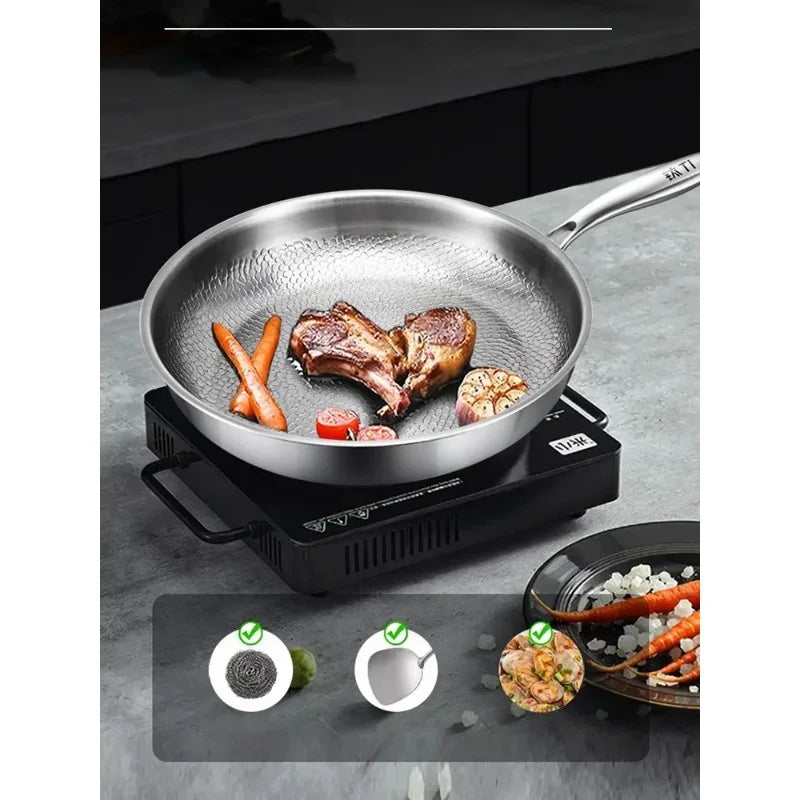 German Titanium Steel Frying Pan Uncoated Non Stick Pan Fish Scale