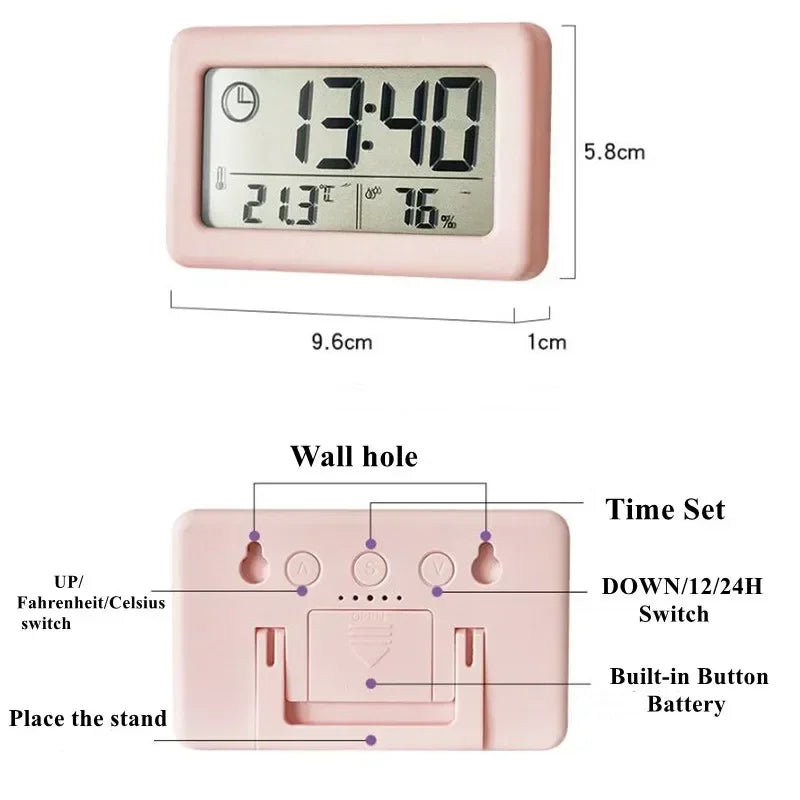 12/24 Hours Wall Clock Thermometer Digital Table Clock Hygrometer