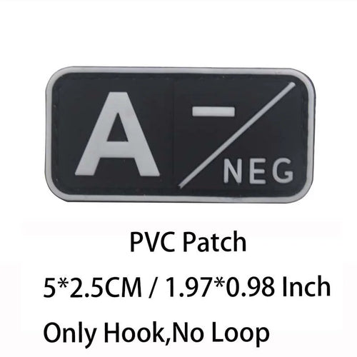 Small Patch with Hook,PVC Blood Type A B AB O POS NEG Emblemen,Patches