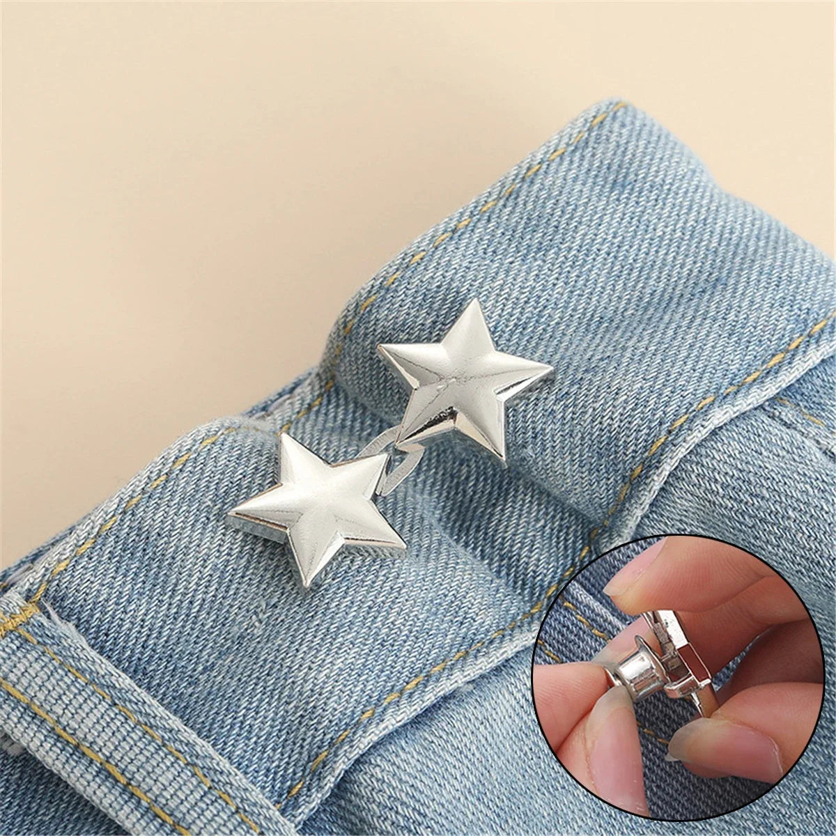 1 Pair Jeans Button Adjustable Clips for Pant Skirts Waist Tightener