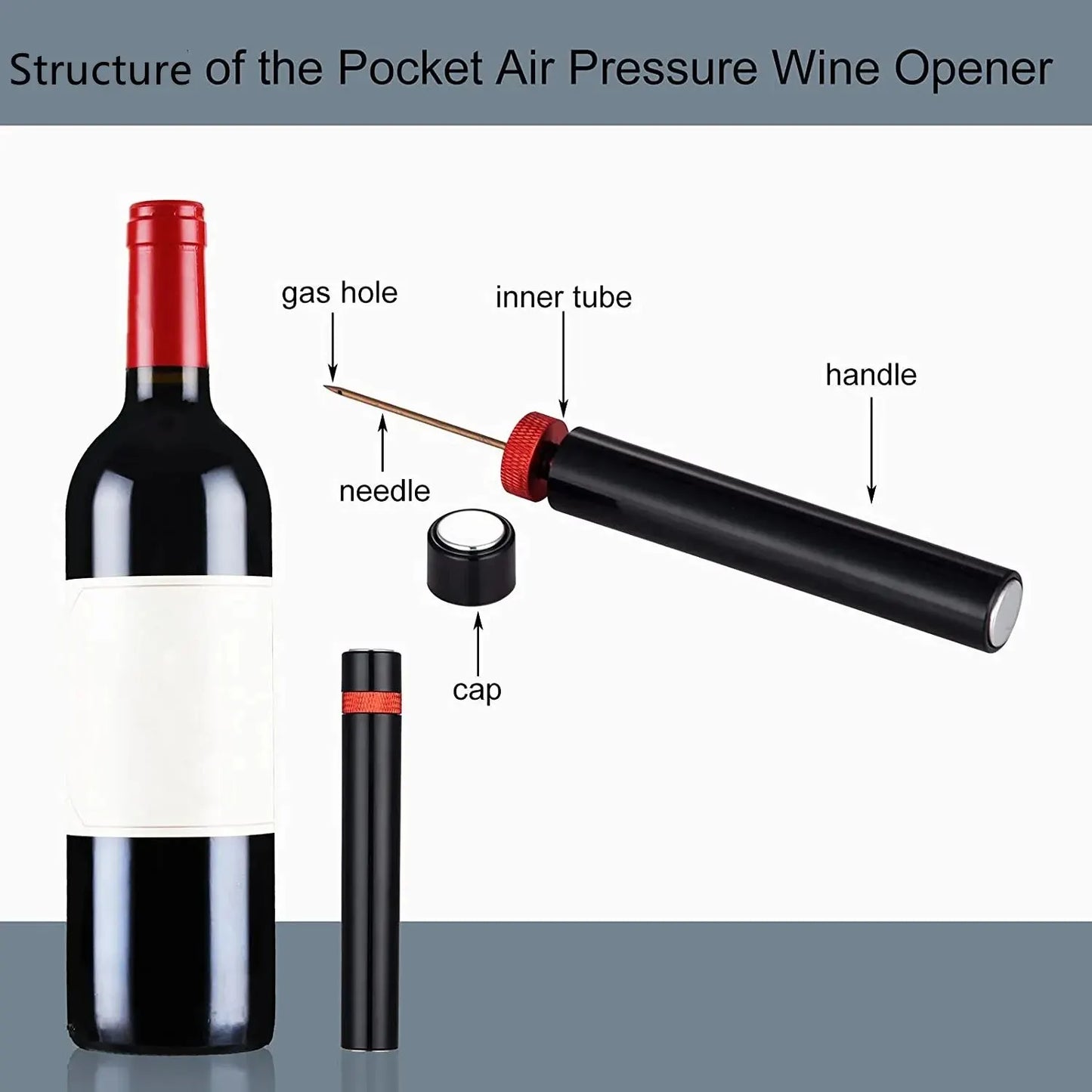 1PC Portable Wine Opener Wine Air Pressure Pump Bottle Opener Tools