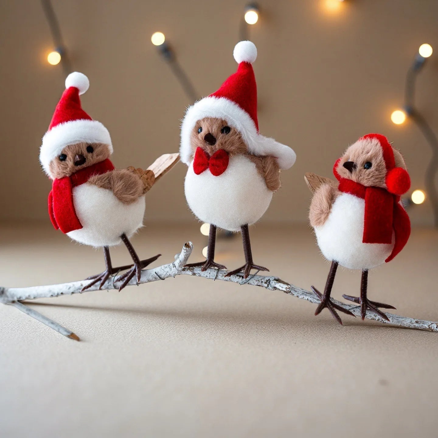 1/3pcs Christmas Foam Birds with Red Scarves Holiday Tree Decor
