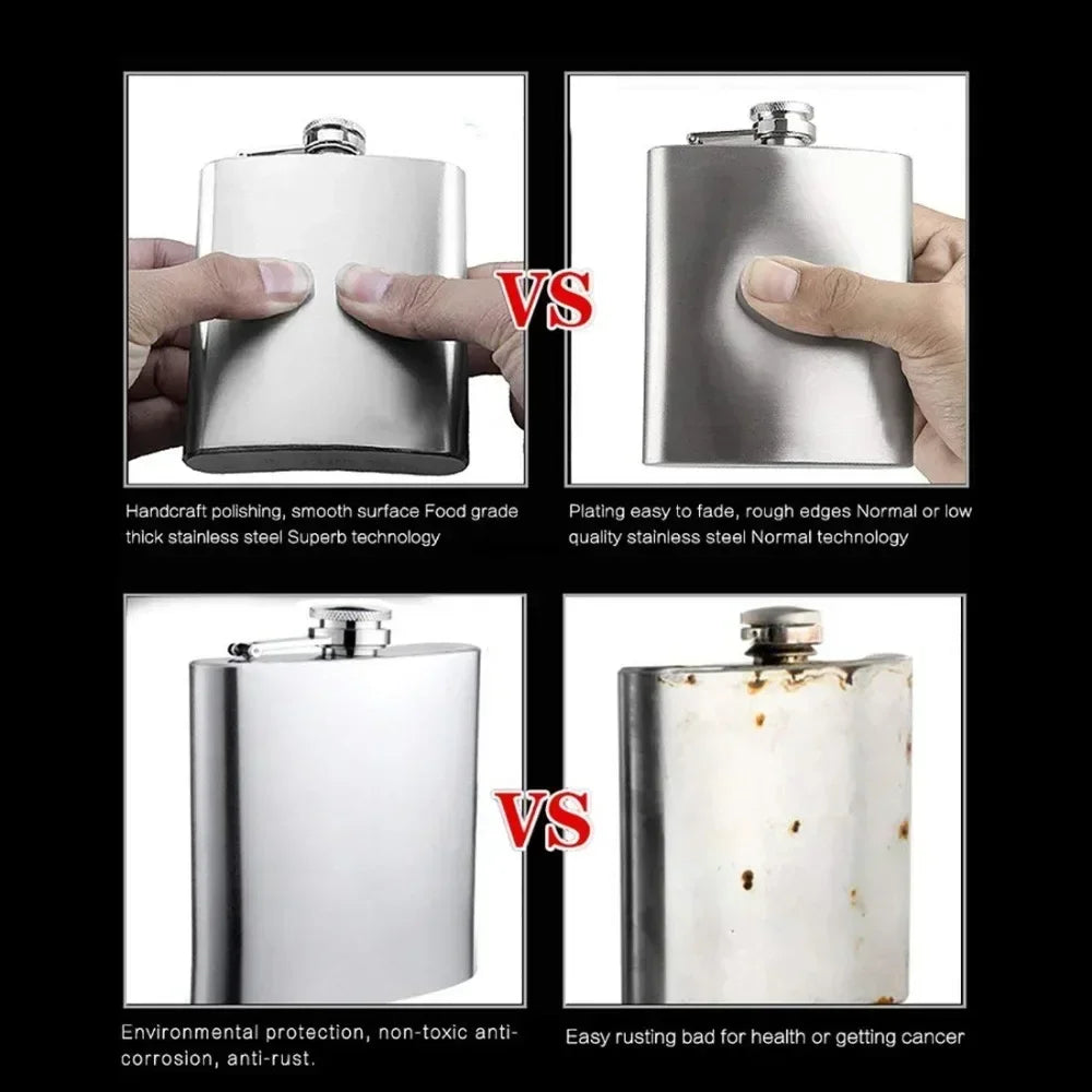 LMETJMA 10 oz Stainless Steel Hip Flask with Funnel Pocket Hip Flask