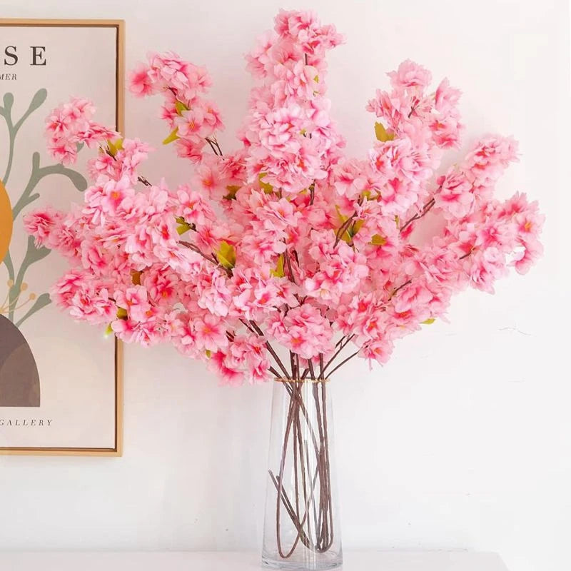 Artificial Sakura Flowers Bouquet Silk Fake Flowers for Home Room